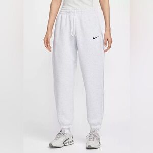 Nike White Joggers with Black Swoosh